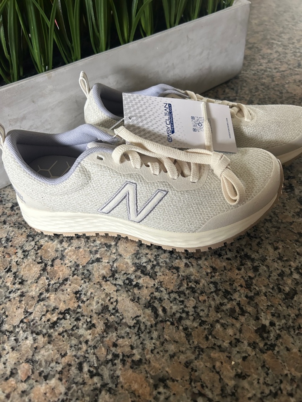 New Balance Women's Cream Mesh Sneaker with Light Gray 'N' Logo